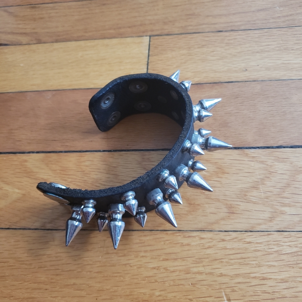 Spiked leather bracelet goth punk bondage